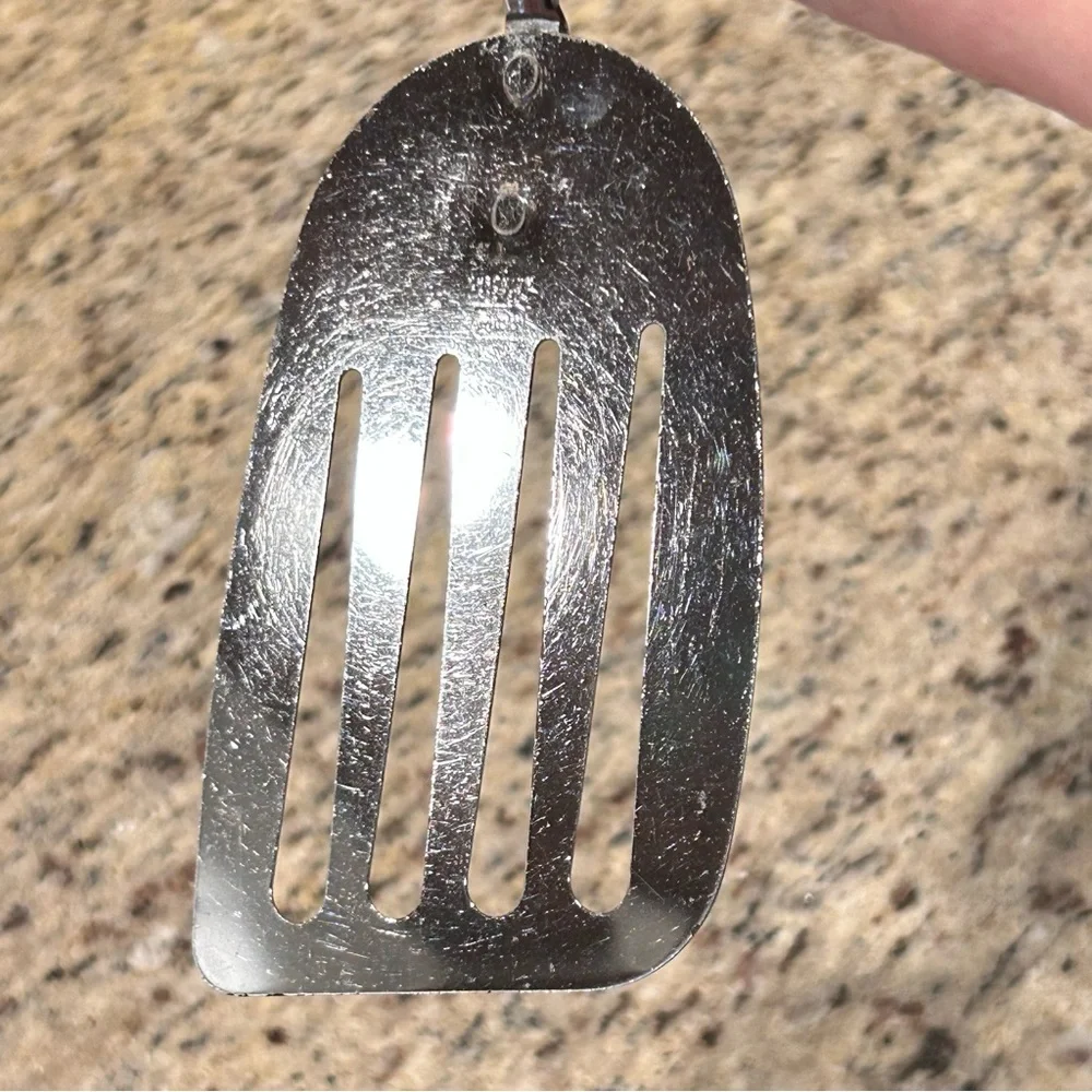 Vintage EKCO 13.5”‎ Slotted Spatula Chromium Plated USA w/ Nylon Handle